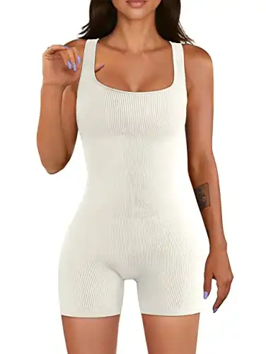 YIOIOIO Women Yoga Romper Workout Ribbed