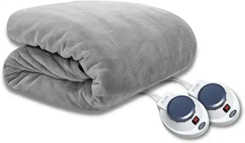 Perfect Fit SoftHeat - Queen Micro-Fleece Heated Blanket - Luxuriously Warm & Soft Electric Blanket, Patented Low-Voltage Technology