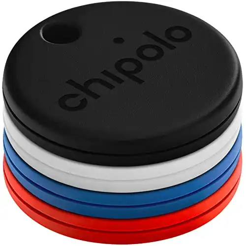 Chipolo ONE - 4 Pack - Key Finder, Bluetooth Tracker for Keys, Bag, Item Finder. Free Premium Features. iOS and Android Compatible (Blue, Black, Red, White)