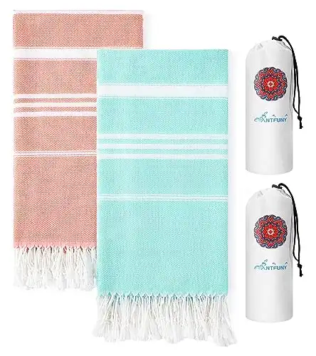 2 Packs Cotton Turkish Beach Towels Quick Dry